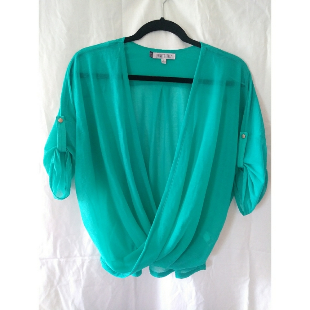 Green sheer blouse